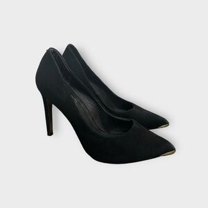 Ted Baker Black Suede Heels With Gold Tip